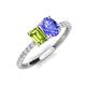 4 - Galina 7x5 mm Emerald Cut Peridot and 8x6 mm Oval Tanzanite 2 Stone Duo Ring 