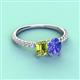 3 - Galina 7x5 mm Emerald Cut Peridot and 8x6 mm Oval Tanzanite 2 Stone Duo Ring 