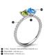 5 - Galina 7x5 mm Emerald Cut Peridot and 8x6 mm Oval Blue Topaz 2 Stone Duo Ring 