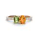 1 - Galina 7x5 mm Emerald Cut Peridot and 8x6 mm Oval Citrine 2 Stone Duo Ring 