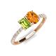 4 - Galina 7x5 mm Emerald Cut Peridot and 8x6 mm Oval Citrine 2 Stone Duo Ring 