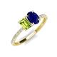 4 - Galina 7x5 mm Emerald Cut Peridot and 8x6 mm Oval Blue Sapphire 2 Stone Duo Ring 