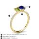 5 - Galina 7x5 mm Emerald Cut Peridot and 8x6 mm Oval Blue Sapphire 2 Stone Duo Ring 