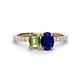 1 - Galina 7x5 mm Emerald Cut Peridot and 8x6 mm Oval Blue Sapphire 2 Stone Duo Ring 