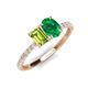 4 - Galina 7x5 mm Emerald Cut Peridot and 8x6 mm Oval Emerald 2 Stone Duo Ring 