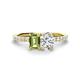 1 - Galina 7x5 mm Emerald Cut Peridot and IGI Certified 8x6 mm Oval Lab Grown Diamond 2 Stone Duo Ring 