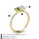 5 - Galina 7x5 mm Emerald Cut Peridot and 8x6 mm Oval White Sapphire 2 Stone Duo Ring 