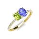 4 - Galina 7x5 mm Emerald Cut Peridot and 8x6 mm Oval Tanzanite 2 Stone Duo Ring 