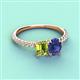 3 - Galina 7x5 mm Emerald Cut Peridot and 8x6 mm Oval Iolite 2 Stone Duo Ring 