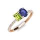 4 - Galina 7x5 mm Emerald Cut Peridot and 8x6 mm Oval Iolite 2 Stone Duo Ring 