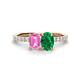 1 - Galina 7x5 mm Emerald Cut Pink Sapphire and 8x6 mm Oval Emerald 2 Stone Duo Ring 