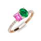 4 - Galina 7x5 mm Emerald Cut Pink Sapphire and 8x6 mm Oval Emerald 2 Stone Duo Ring 