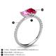 5 - Galina 7x5 mm Emerald Cut Pink Sapphire and 8x6 mm Oval Ruby 2 Stone Duo Ring 