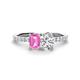1 - Galina 7x5 mm Emerald Cut Pink Sapphire and IGI Certified 8x6 mm Oval Lab Grown Diamond 2 Stone Duo Ring 