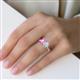 2 - Galina 7x5 mm Emerald Cut Pink Sapphire and IGI Certified 8x6 mm Oval Lab Grown Diamond 2 Stone Duo Ring 