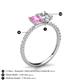 5 - Galina 7x5 mm Emerald Cut Pink Sapphire and GIA Certified 8x6 mm Oval Diamond 2 Stone Duo Ring 