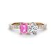1 - Galina 7x5 mm Emerald Cut Pink Sapphire and 8x6 mm Oval Forever Brilliant Moissanite 2 Stone Duo Ring 