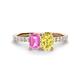 1 - Galina 7x5 mm Emerald Cut Pink Sapphire and 8x6 mm Oval Yellow Sapphire 2 Stone Duo Ring 