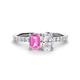 1 - Galina 7x5 mm Emerald Cut Pink Sapphire and 8x6 mm Oval White Sapphire 2 Stone Duo Ring 