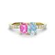 1 - Galina 7x5 mm Emerald Cut Pink Sapphire and 8x6 mm Oval Aquamarine 2 Stone Duo Ring 