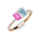 4 - Galina 7x5 mm Emerald Cut Pink Sapphire and 8x6 mm Oval Aquamarine 2 Stone Duo Ring 