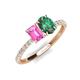 4 - Galina 7x5 mm Emerald Cut Pink Sapphire and 8x6 mm Oval Lab Created Alexandrite 2 Stone Duo Ring 