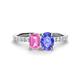 1 - Galina 7x5 mm Emerald Cut Pink Sapphire and 8x6 mm Oval Tanzanite 2 Stone Duo Ring 