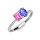 4 - Galina 7x5 mm Emerald Cut Pink Sapphire and 8x6 mm Oval Tanzanite 2 Stone Duo Ring 
