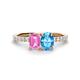 1 - Galina 7x5 mm Emerald Cut Pink Sapphire and 8x6 mm Oval Blue Topaz 2 Stone Duo Ring 