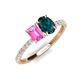 4 - Galina 7x5 mm Emerald Cut Pink Sapphire and 8x6 mm Oval London Blue Topaz 2 Stone Duo Ring 