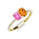 4 - Galina 7x5 mm Emerald Cut Pink Sapphire and 8x6 mm Oval Citrine 2 Stone Duo Ring 