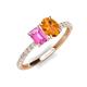4 - Galina 7x5 mm Emerald Cut Pink Sapphire and 8x6 mm Oval Citrine 2 Stone Duo Ring 