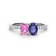 1 - Galina 7x5 mm Emerald Cut Pink Sapphire and 8x6 mm Oval Iolite 2 Stone Duo Ring 
