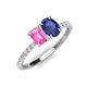 4 - Galina 7x5 mm Emerald Cut Pink Sapphire and 8x6 mm Oval Iolite 2 Stone Duo Ring 