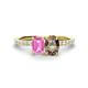 1 - Galina 7x5 mm Emerald Cut Pink Sapphire and 8x6 mm Oval Smoky Quartz 2 Stone Duo Ring 