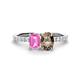 1 - Galina 7x5 mm Emerald Cut Pink Sapphire and 8x6 mm Oval Smoky Quartz 2 Stone Duo Ring 