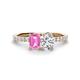 1 - Galina 7x5 mm Emerald Cut Pink Sapphire and IGI Certified 8x6 mm Oval Lab Grown Diamond 2 Stone Duo Ring 