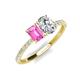 4 - Galina 7x5 mm Emerald Cut Pink Sapphire and GIA Certified 8x6 mm Oval Diamond 2 Stone Duo Ring 