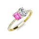 4 - Galina 7x5 mm Emerald Cut Pink Sapphire and 8x6 mm Oval Forever Brilliant Moissanite 2 Stone Duo Ring 