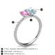 5 - Galina 7x5 mm Emerald Cut Pink Sapphire and 8x6 mm Oval Aquamarine 2 Stone Duo Ring 