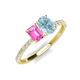 4 - Galina 7x5 mm Emerald Cut Pink Sapphire and 8x6 mm Oval Aquamarine 2 Stone Duo Ring 