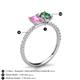 5 - Galina 7x5 mm Emerald Cut Pink Sapphire and 8x6 mm Oval Lab Created Alexandrite 2 Stone Duo Ring 