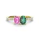 1 - Galina 7x5 mm Emerald Cut Pink Sapphire and 8x6 mm Oval Lab Created Alexandrite 2 Stone Duo Ring 