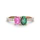 1 - Galina 7x5 mm Emerald Cut Pink Sapphire and 8x6 mm Oval Lab Created Alexandrite 2 Stone Duo Ring 