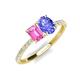 4 - Galina 7x5 mm Emerald Cut Pink Sapphire and 8x6 mm Oval Tanzanite 2 Stone Duo Ring 