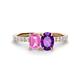1 - Galina 7x5 mm Emerald Cut Pink Sapphire and 8x6 mm Oval Amethyst 2 Stone Duo Ring 