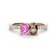 1 - Galina 7x5 mm Emerald Cut Pink Sapphire and 8x6 mm Oval Smoky Quartz 2 Stone Duo Ring 