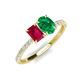 4 - Galina 7x5 mm Emerald Cut Ruby and 8x6 mm Oval Emerald 2 Stone Duo Ring 