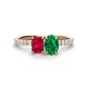 1 - Galina 7x5 mm Emerald Cut Ruby and 8x6 mm Oval Emerald 2 Stone Duo Ring 