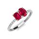 4 - Galina 7x5 mm Emerald Cut and Oval Ruby 2 Stone Duo Ring 